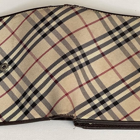 BURBERRY Vintage Nova Check Kisslock Tri-Fold Canvas & Leather Wallet 4.7"×4" - Picture 6 of 12